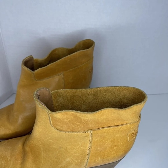 Shabbies Amsterdam Womens 39 US 8.5 Ankle Boots Cognac Tan Booties Leather 3" H - Picture 9 of 12